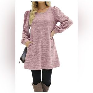 Women’s dusty rose colored sweater dress with accent buttons size extra large